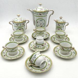 Bernardaud Limoges, Modèle Artois, Service à Café, XXe Siècle, Style Louis XVI. 