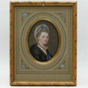 Portrait De Femme XVIIIe Siècle, Aquarelle Gouachée, époque Louis XVI.