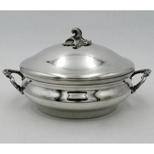 Louis XVI Style Covered Vegetable Dish, Silver-plated Metal, 20th Century.