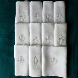 Our Heavily Damask Napkins, Monogram “mb”, Art Deco.