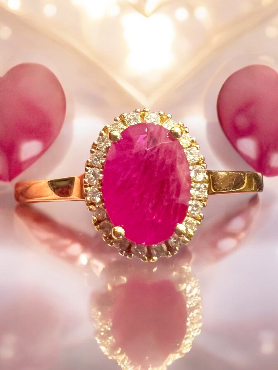 Ruby Ring Surrounded By Diamonds-photo-2