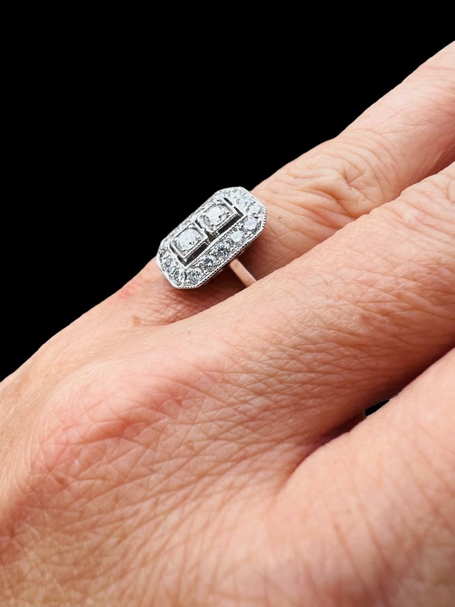 Ring In 18 Carat White Gold Set With A Paving Of Brilliants-photo-4