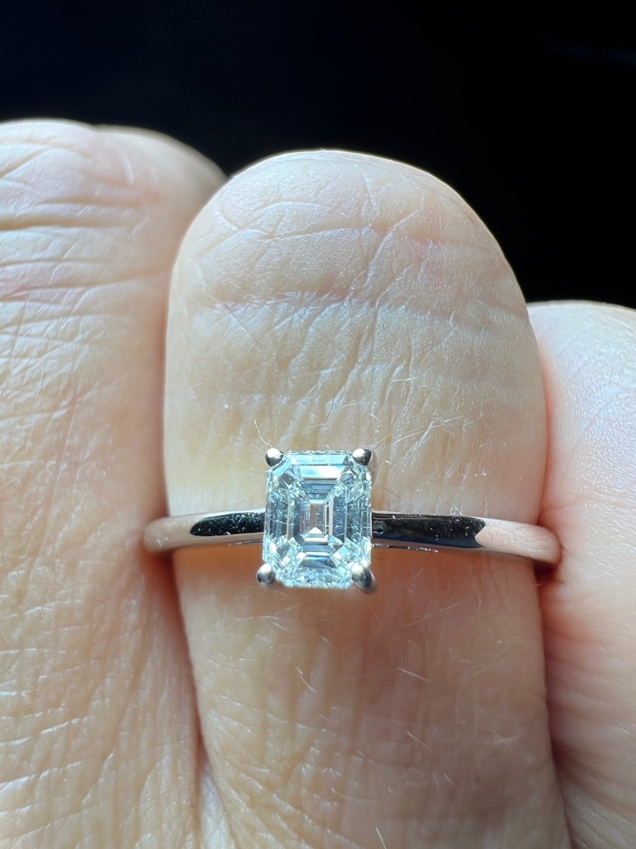 Bague Sertie Diamant Rectangle, Or 18 Carat -photo-4