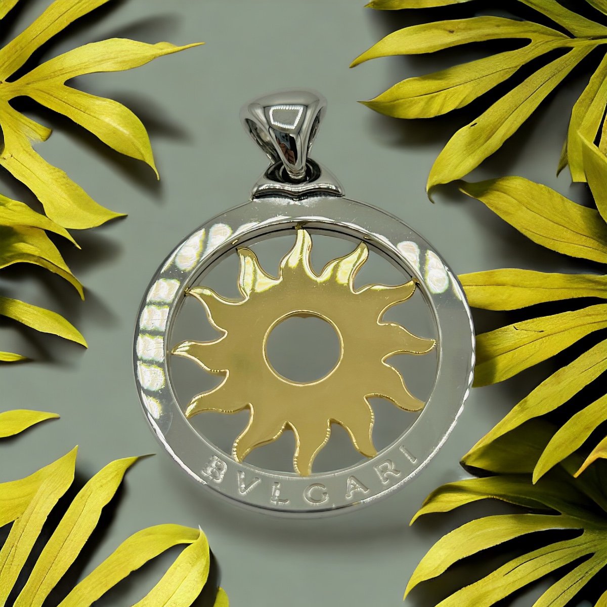 Bvlgari Tondo Soleil Gold And Steel Pendant-photo-4