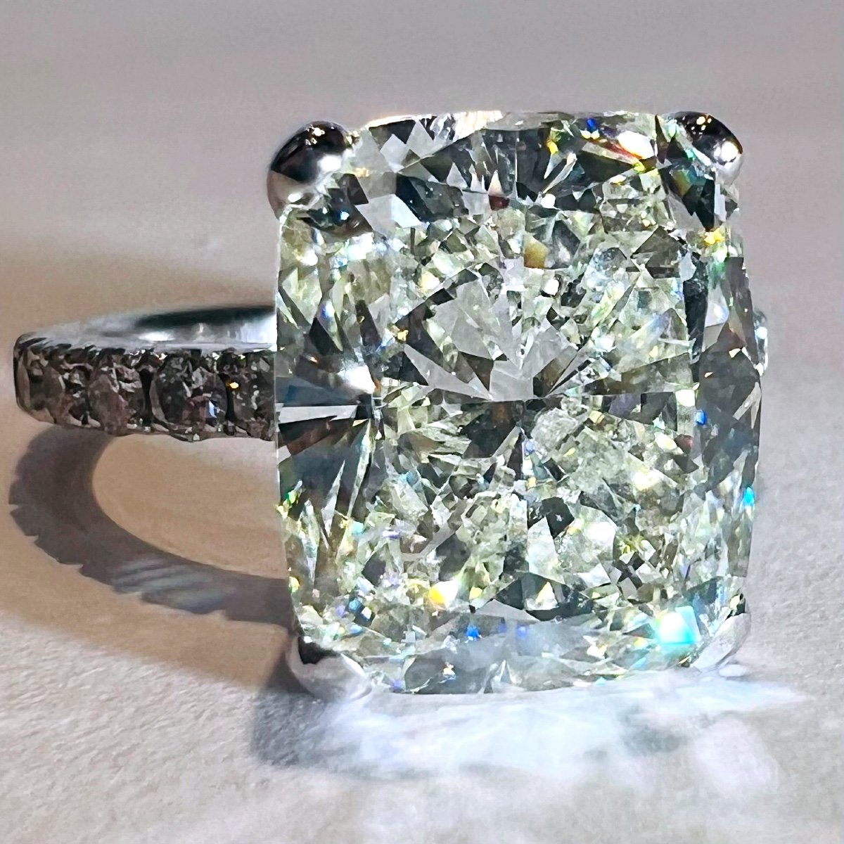 Engagement Ring 7.02 Carat Certified Diamond Ring Surrounded By Paving Diamonds