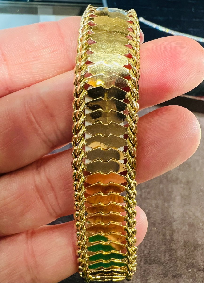 Bracelet En Or Jaune 18 Carat époque 1950-photo-2