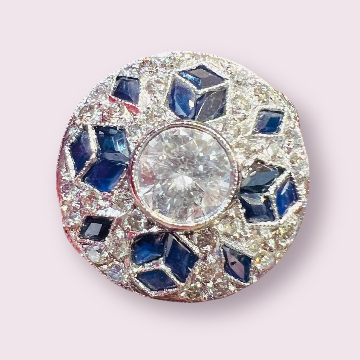 Art Deco Ring, In Platinum Set With Diamonds And Sapphires-photo-6