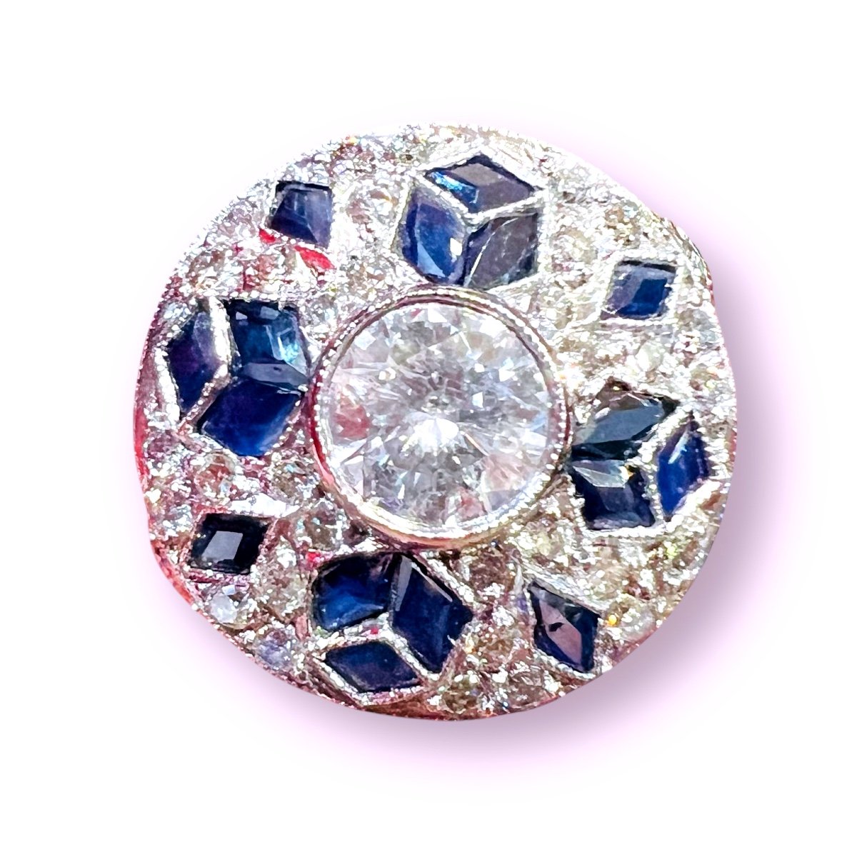 Art Deco Ring, In Platinum Set With Diamonds And Sapphires