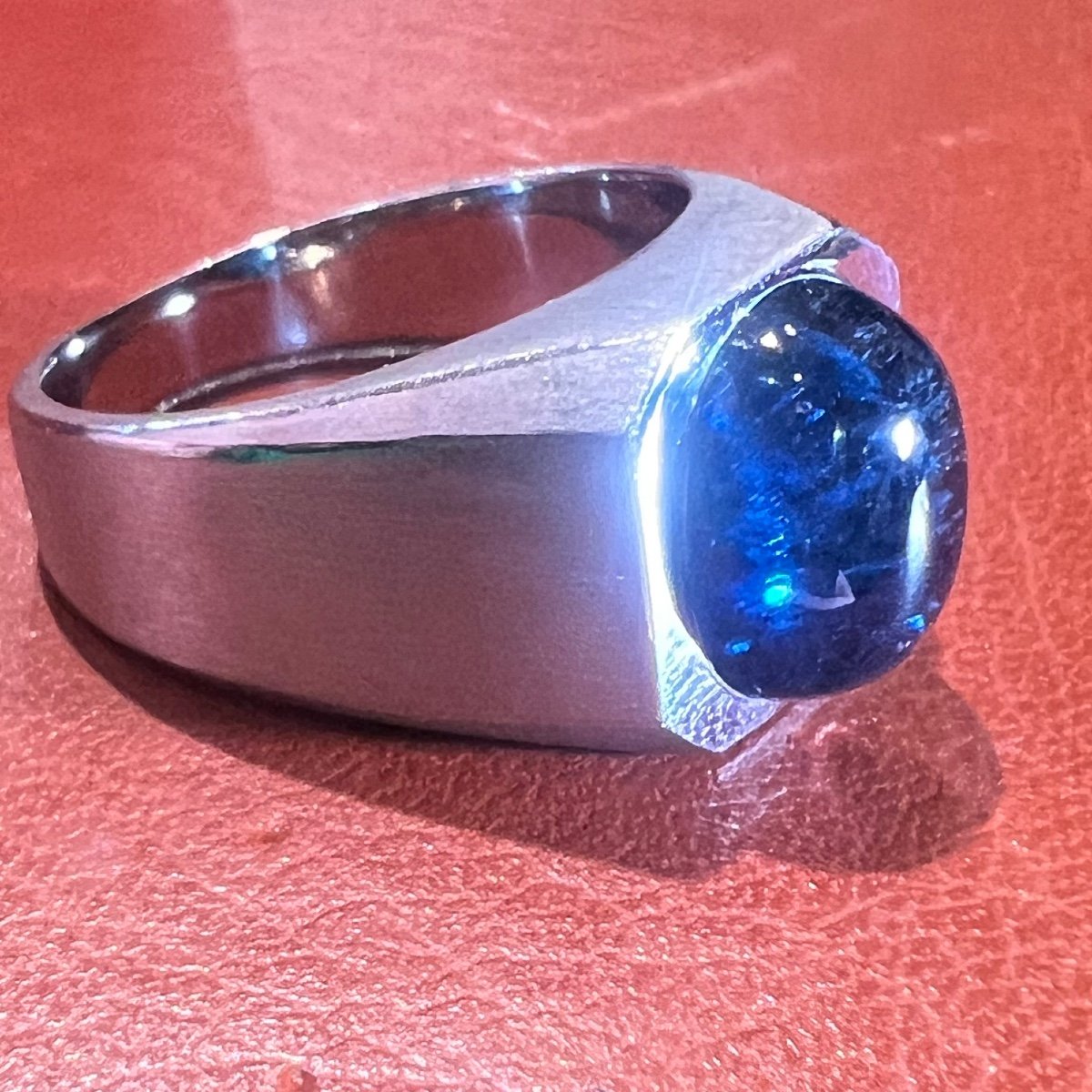 Bague Tourmaline Bleue, Or Blanc 18 Ct -photo-3