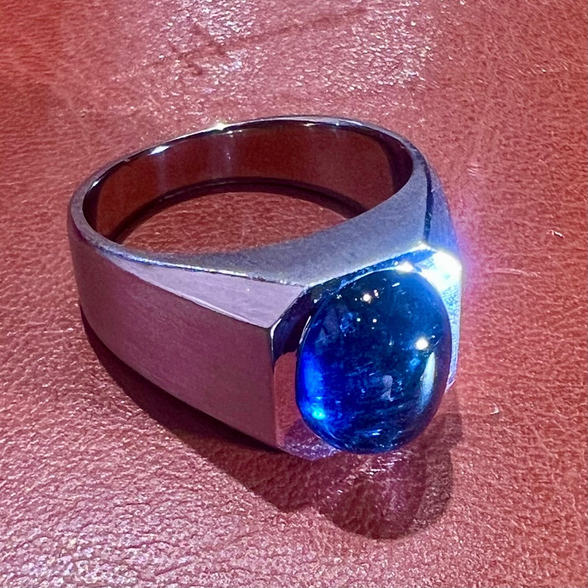 Bague Tourmaline Bleue, Or Blanc 18 Ct -photo-5