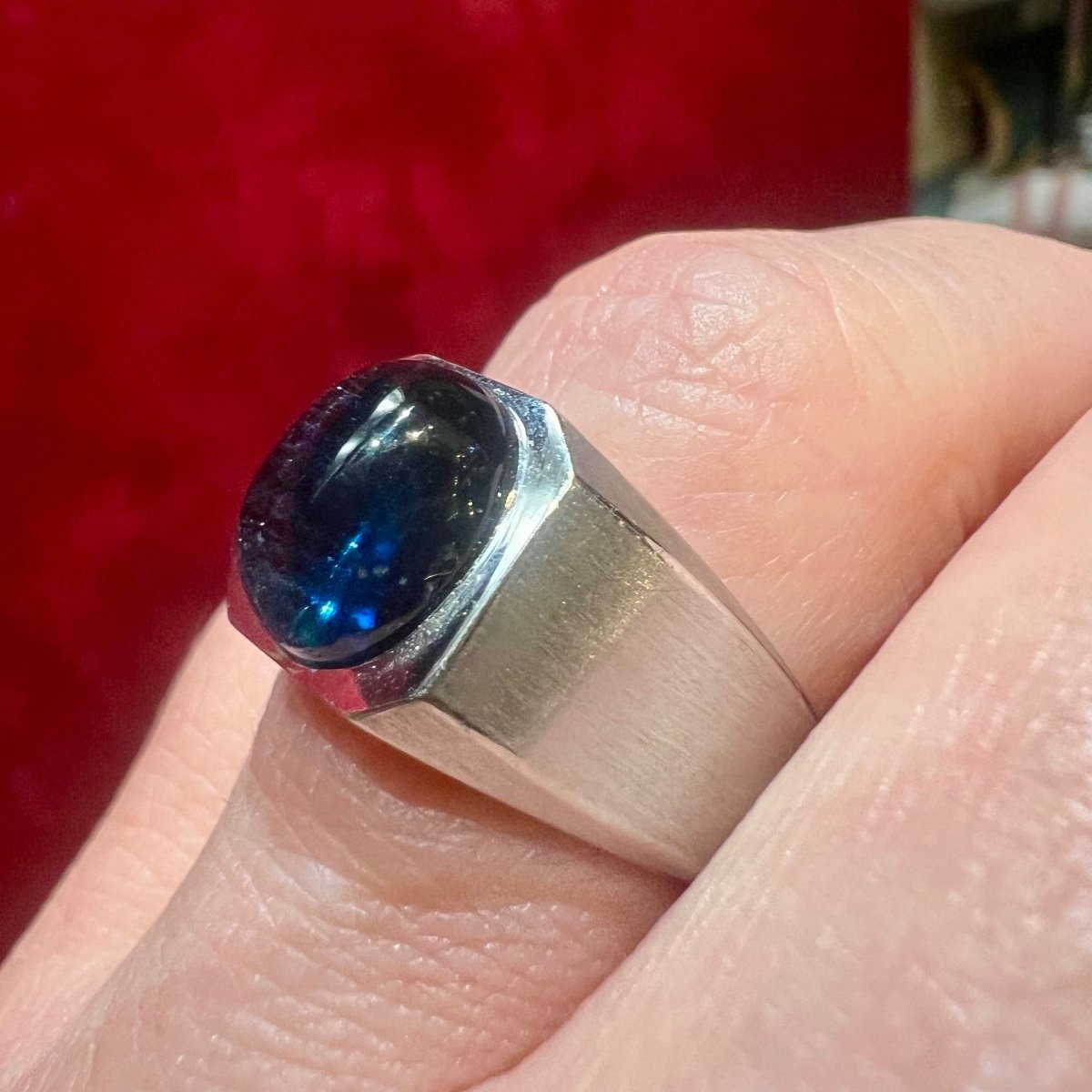 Bague Tourmaline Bleue, Or Blanc 18 Ct -photo-7