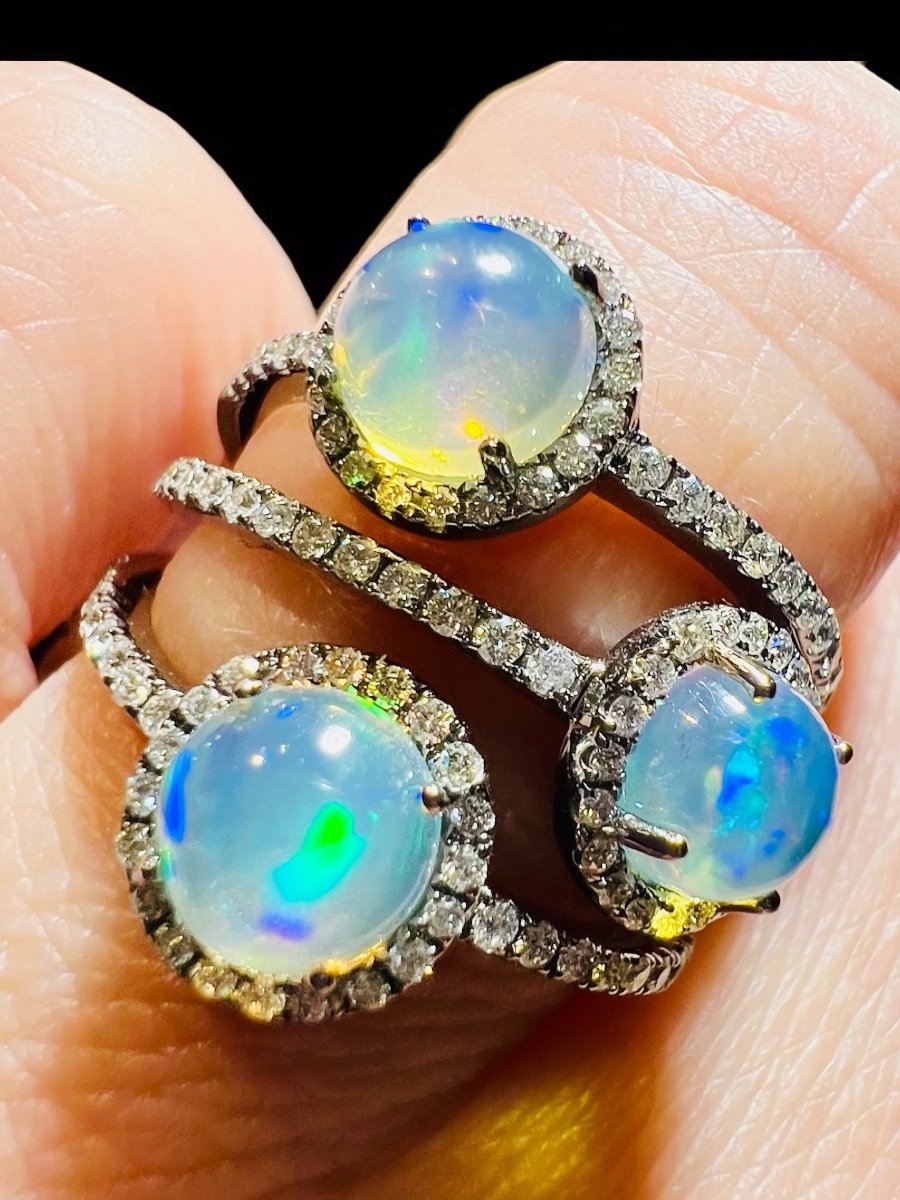 18 Carat Gold Opal And Diamond Ring-photo-2