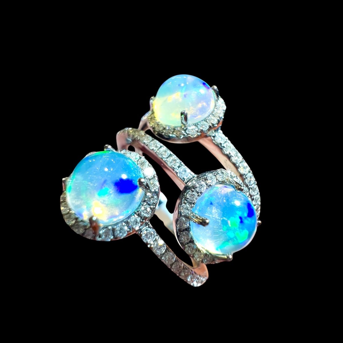 18 Carat Gold Opal And Diamond Ring-photo-6