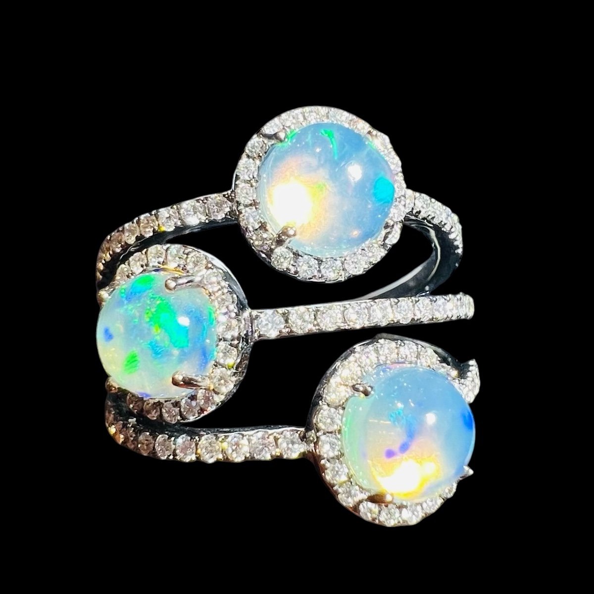 18 Carat Gold Opal And Diamond Ring