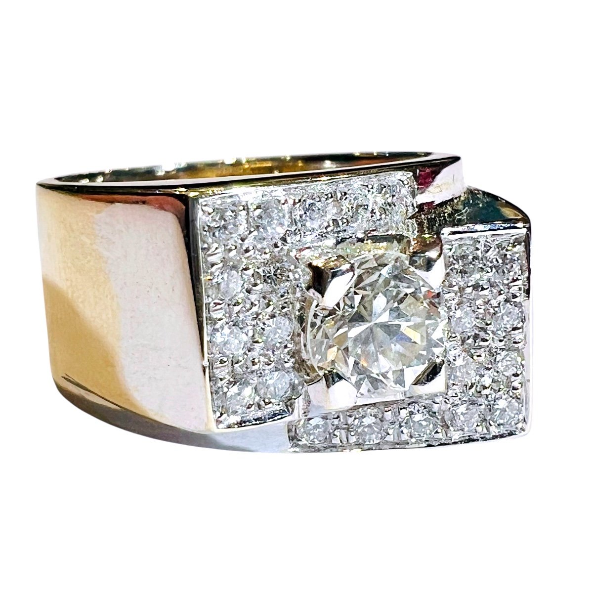 Diamond Ring, In 18 Carat White Gold, "tank" Model