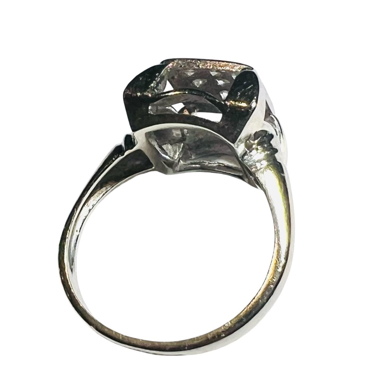 Diamond Ring, 18 Ct White Gold, 9 Diamonds For 0.35 Ct, Circa 1930/1940-photo-4