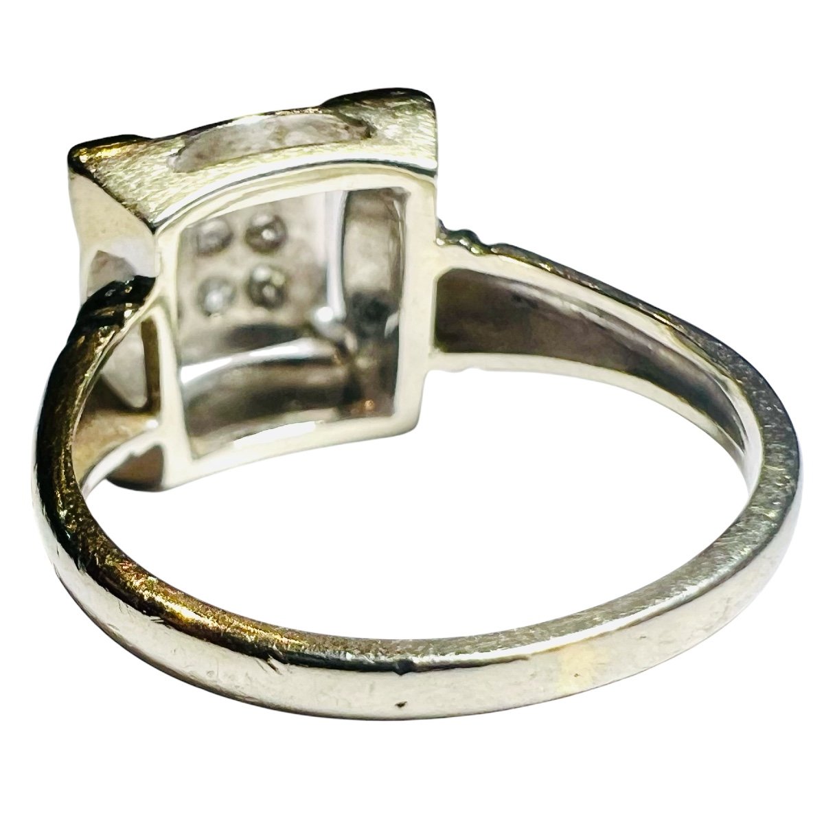 Diamond Ring, 18 Ct White Gold, 9 Diamonds For 0.35 Ct, Circa 1930/1940-photo-1