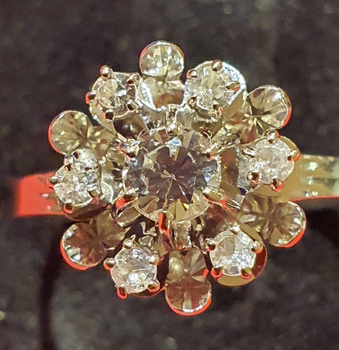 Ring In 18ct Gold Set With A Paving Of Diamonds, Flower