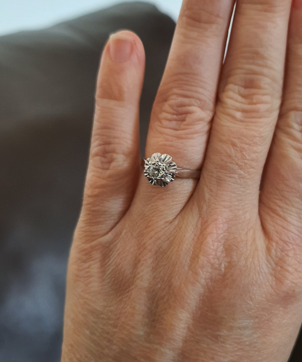 18ct Gold Ring Set With An Old Cut Diamond-photo-5