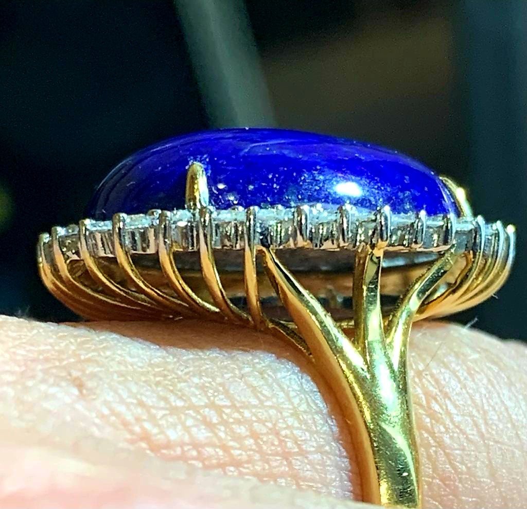 Yellow Gold Ring Set With A Lapis Lazuli Surrounded By Brilliant-photo-5