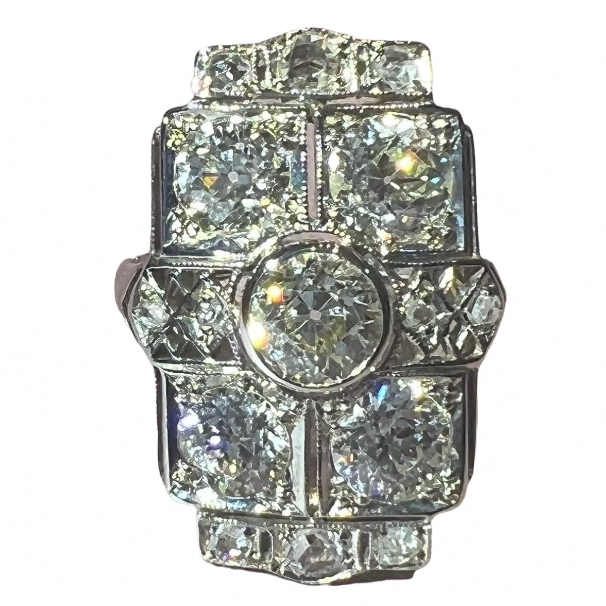 Ring In Platinum And 18ct Gold Set With Old Cut Diamonds-photo-1