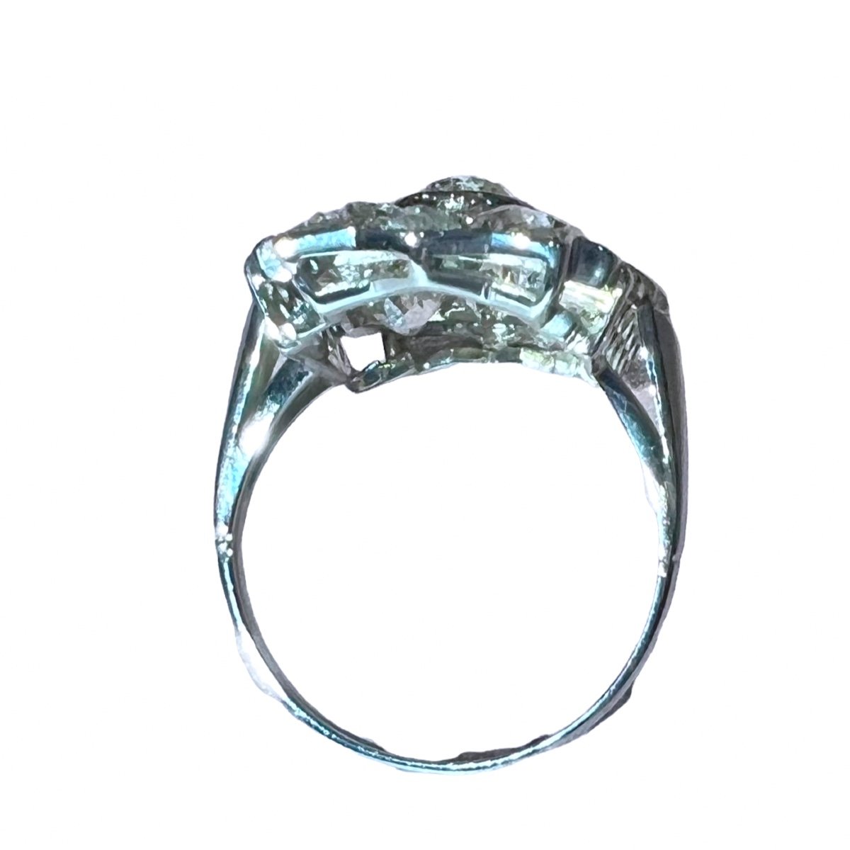 Ring In Platinum And 18ct Gold Set With Old Cut Diamonds-photo-3