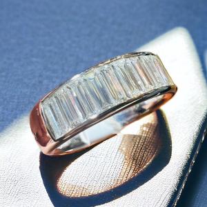 18 Carat White Gold Baguette Cut Diamonds Half Wedding Ring