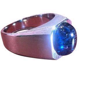 Bague Tourmaline Bleue, Or Blanc 18 Ct 