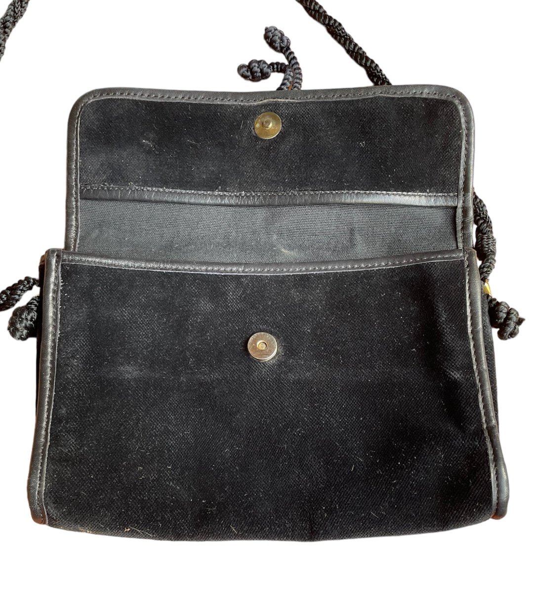 Céline Clutch In Black Velvet Vintage Triomphe Evening Pouch -photo-2