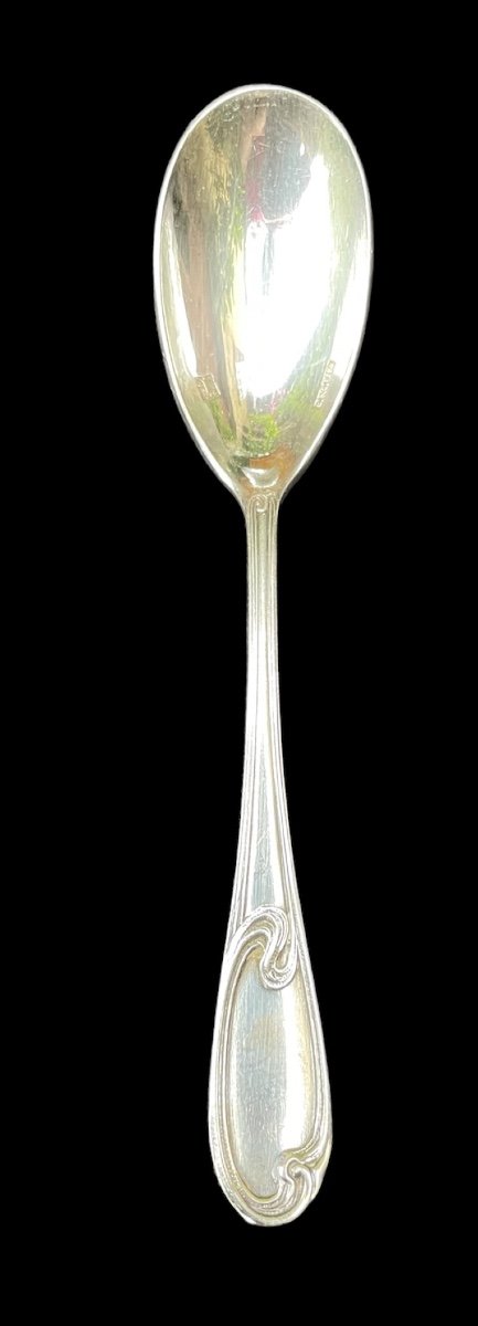 6 Egg Spoons In Silver Metal From The House Ercuis Art Nouveau Silverware Goldwork -photo-2