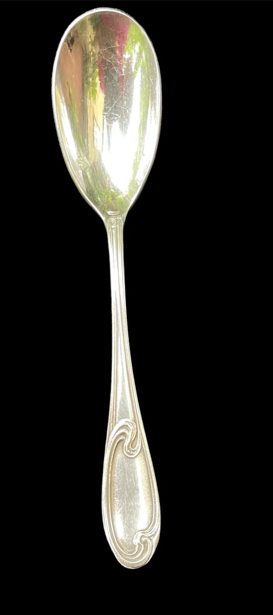 6 Egg Spoons In Silver Metal From The House Ercuis Art Nouveau Silverware Goldwork -photo-2