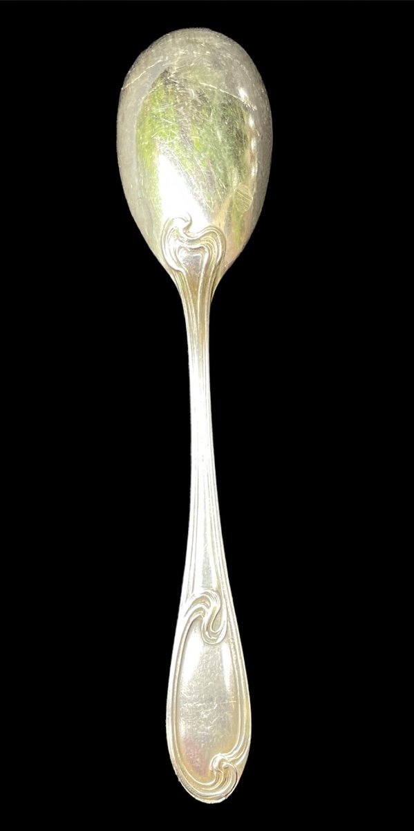 6 Egg Spoons In Silver Metal From The House Ercuis Art Nouveau Silverware Goldwork -photo-3