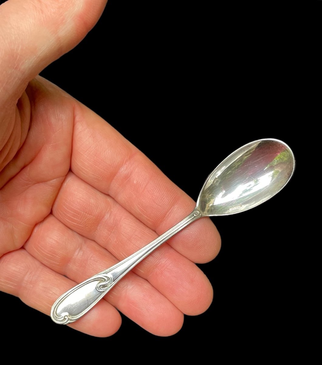 6 Egg Spoons In Silver Metal From The House Ercuis Art Nouveau Silverware Goldwork -photo-6