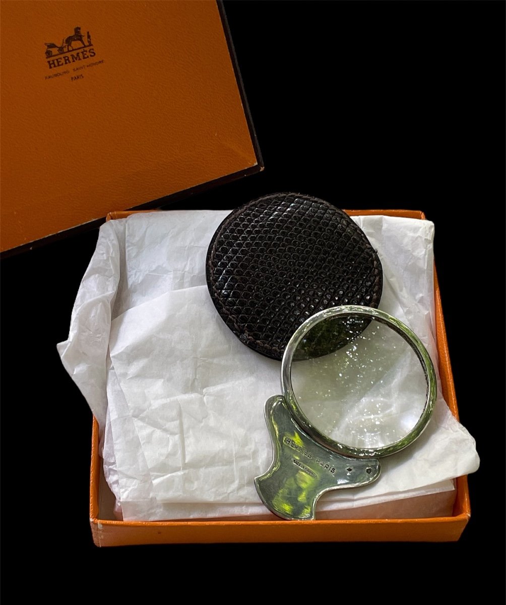 Pocket Magnifier From Maison Hermès Silver Lizard Case Hermes -photo-7
