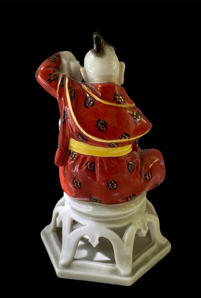 Porcelain Buddha Musicians Porcelain Statuettes By Rudolstadt Volksted Manufaktur -photo-3