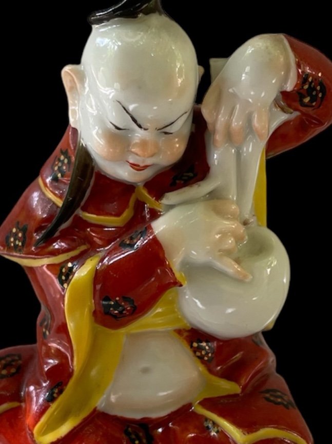 Porcelain Buddha Musicians Porcelain Statuettes By Rudolstadt Volksted Manufaktur -photo-5