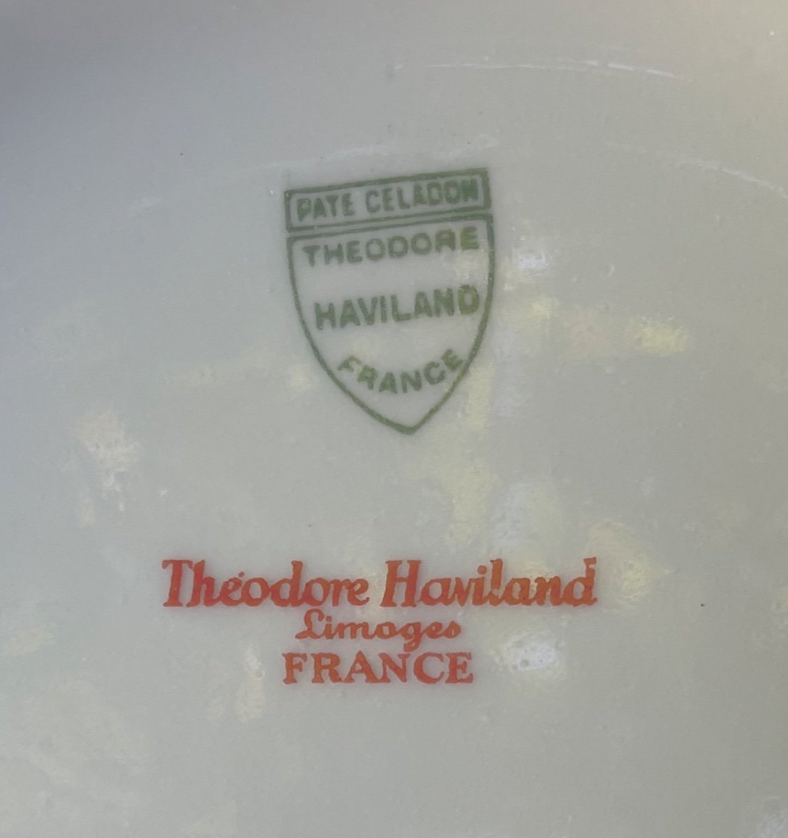 SOUPIÈRE THÉODORE HAVILAND EN  PORCELAINE  DE LIMOGES  FRANCE  CÉLADON PIÈCE DE FORME -photo-4