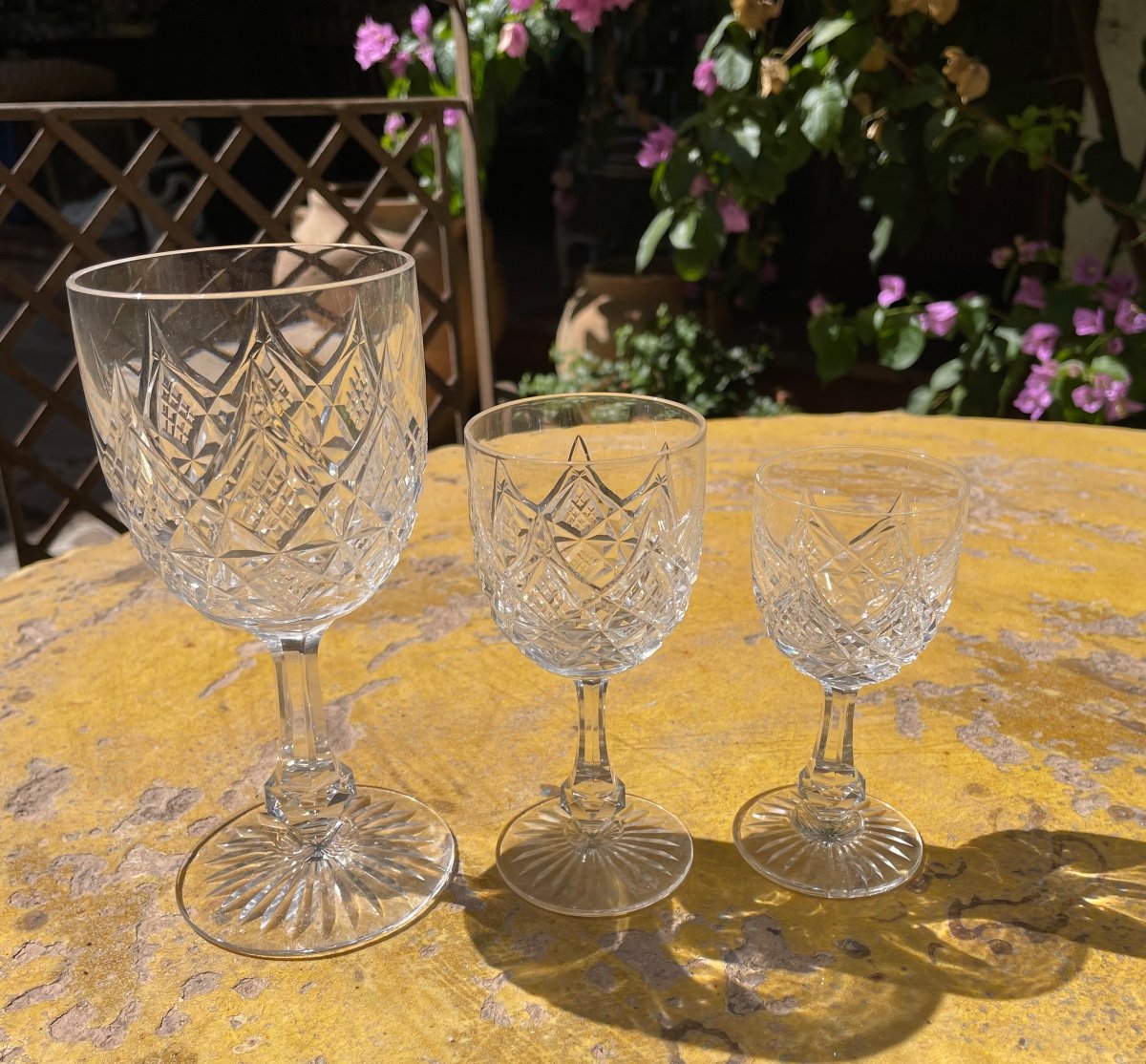 Series Of 9 Colbert Model Glasses From Cristallerie De Baccarat France Crystal Service  -photo-2