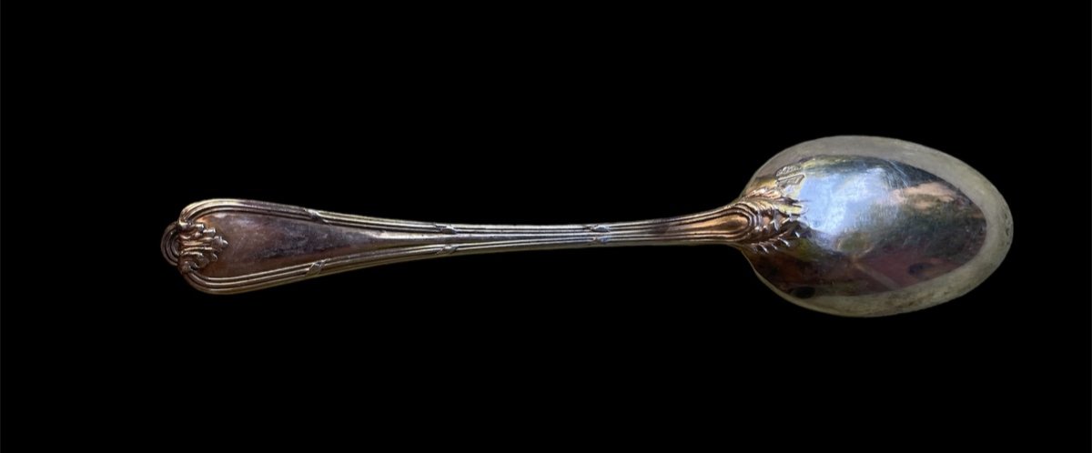 6 Moka Spoons In Sterling Silver, Louis XVI Minerva Mark, Crossed Ribbon Tabletop Art -photo-1