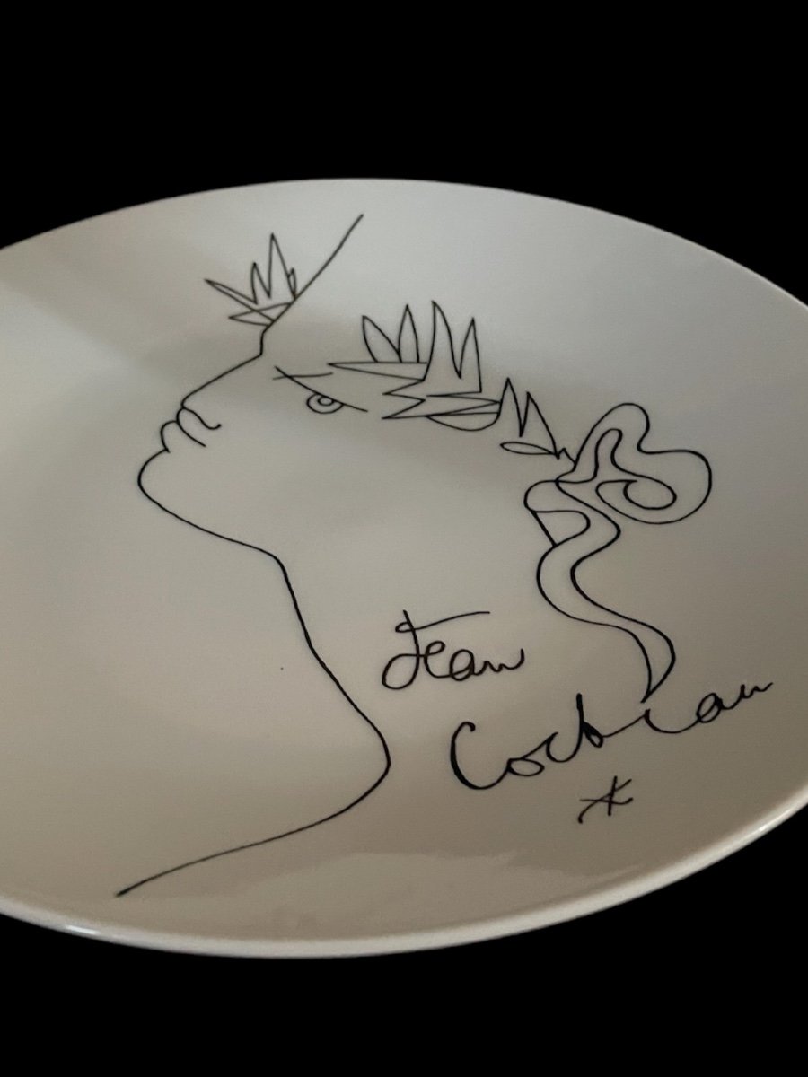 ASSIETTE JEAN COCTEAU  ORPHÉE  ÉDITION D'ART  PROMO-CERAM DESSIN PORCELAINE FRANCE -photo-3