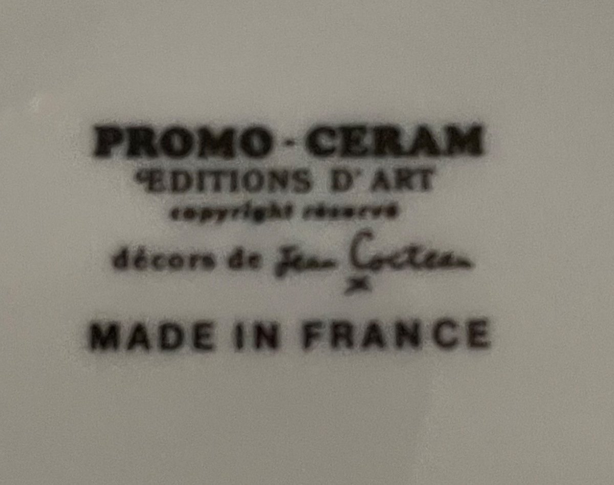 ASSIETTE JEAN COCTEAU  ORPHÉE  ÉDITION D'ART  PROMO-CERAM DESSIN PORCELAINE FRANCE -photo-4