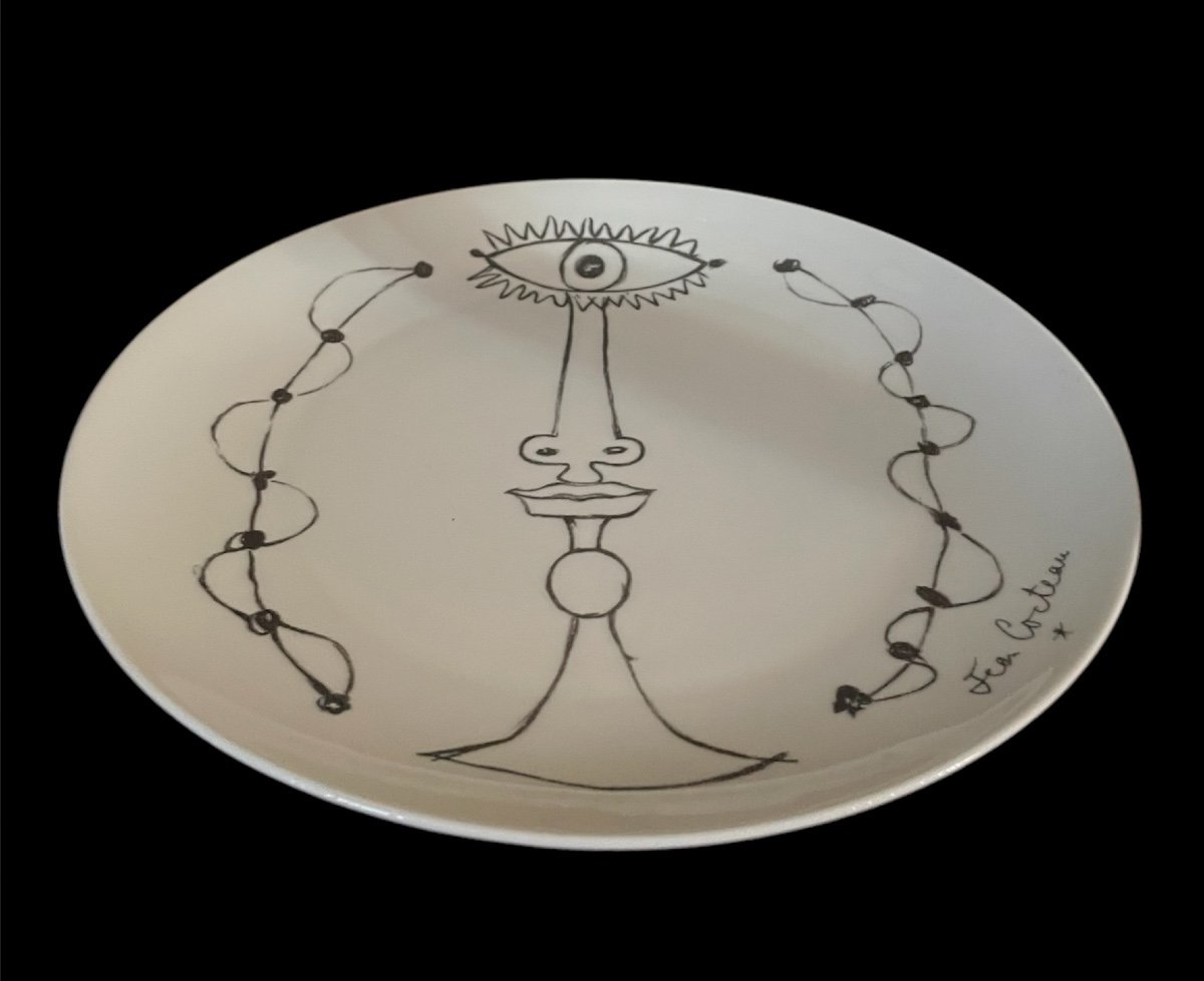 Jean Cocteau Plate Agiraud & Brousseau Edition Limoges Porcelain Design France  -photo-3