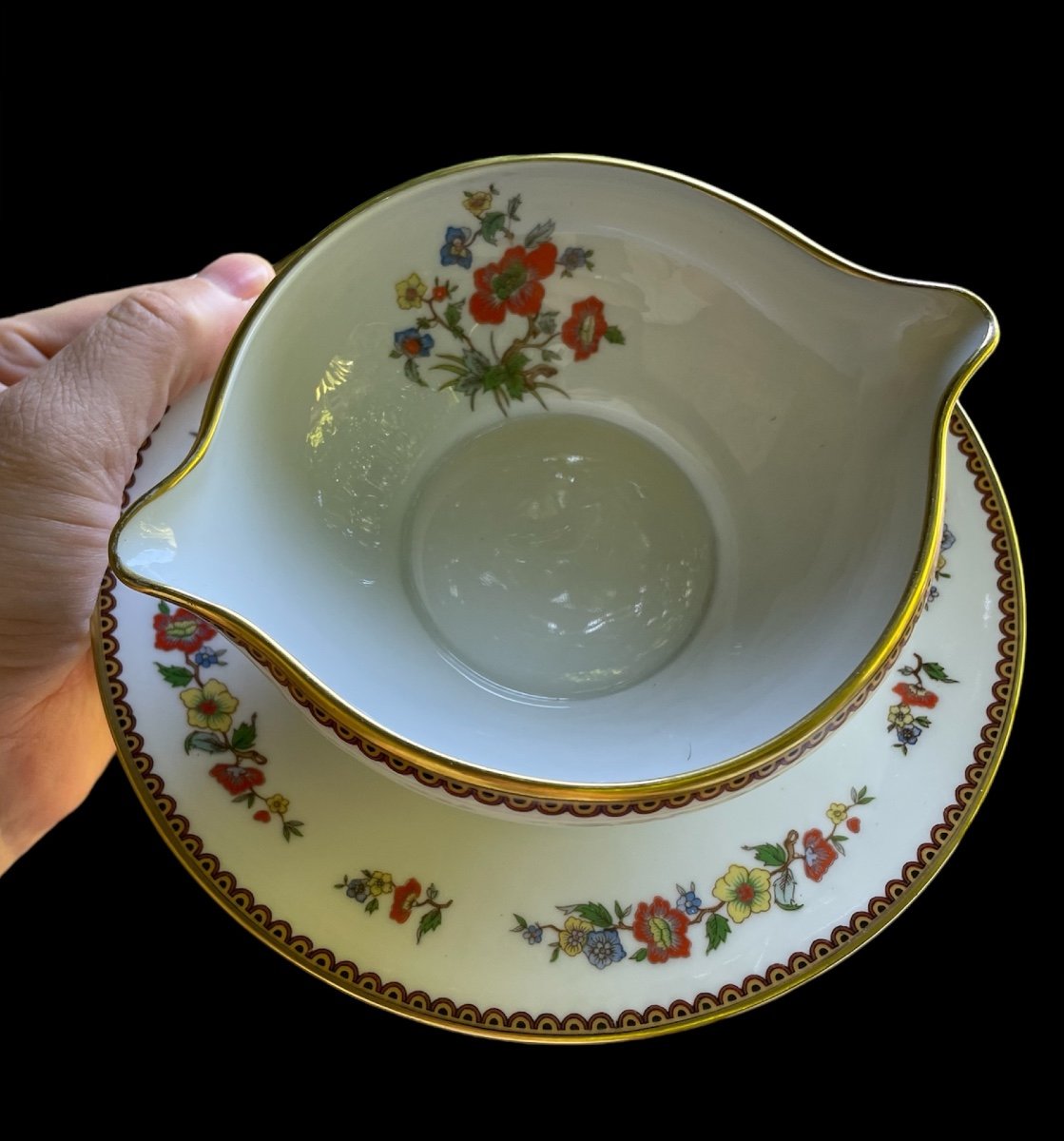 Limoges Porcelain Sauce Boat From Maison Raynaud Vieux Chine Porcelain France-photo-6