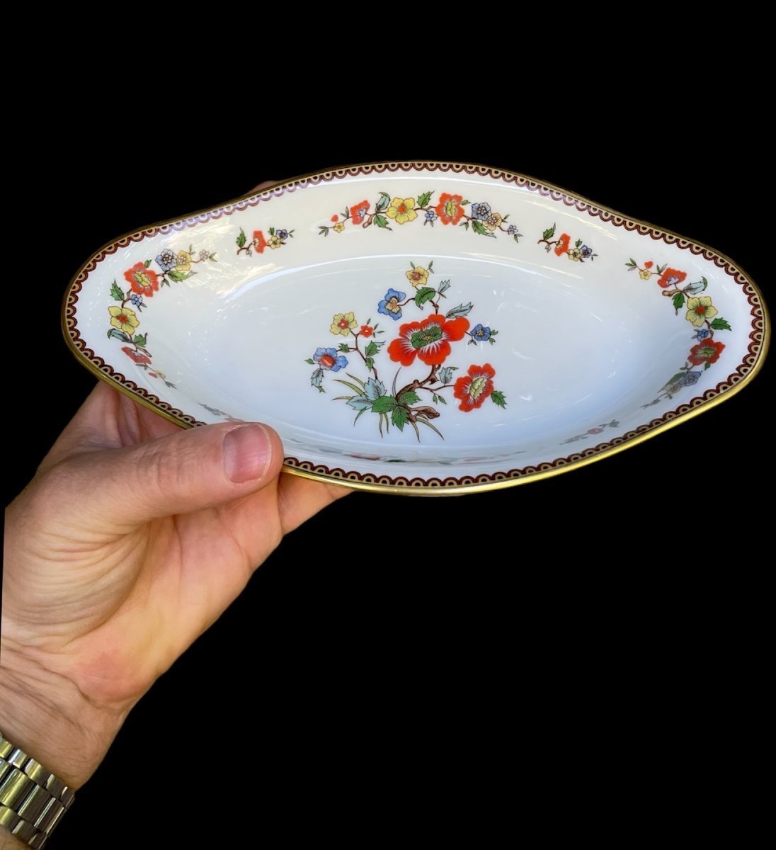 ENSEMBLE DE 4 PIECES EN  PORCELAINE DE LIMOGES RAYNAUD VIEUX CHINE  PLAT SAUCIERE RAVIER-photo-4