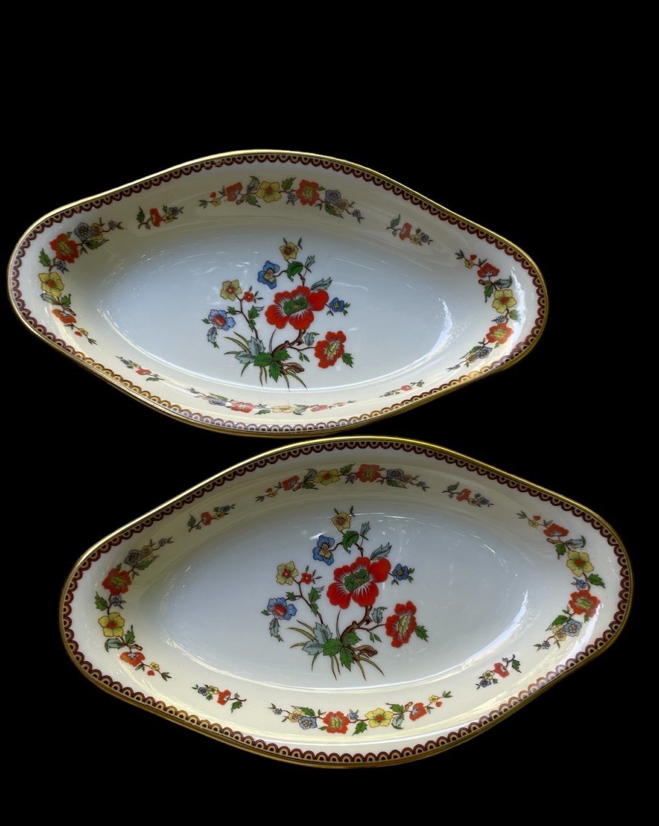 ENSEMBLE DE 4 PIECES EN  PORCELAINE DE LIMOGES RAYNAUD VIEUX CHINE  PLAT SAUCIERE RAVIER-photo-5