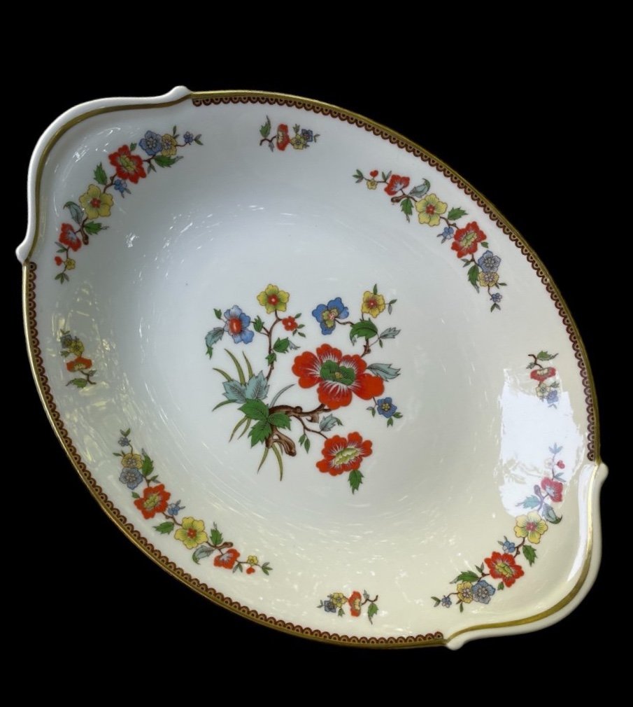 ENSEMBLE DE 4 PIECES EN  PORCELAINE DE LIMOGES RAYNAUD VIEUX CHINE  PLAT SAUCIERE RAVIER-photo-7