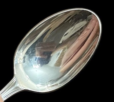 12 Christofle Mocha Spoons In Silver-plated Metal Spatours Model Silverware Double Threads-photo-8