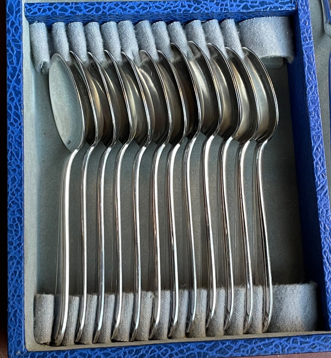 Art Deco Silver Plated Metal Cutlery Set 37 Pieces Lancel Goldsmith Tableware Silverware  -photo-6