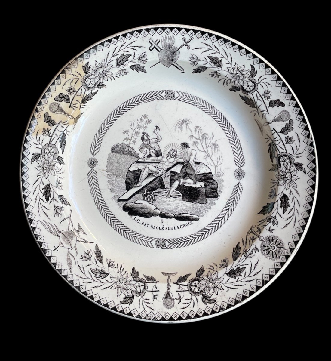 Set Of 10 Dessert Plates Montereau Earthenware Louis Lebeuf Way Of The Cross Sacred Art Jesus -photo-4