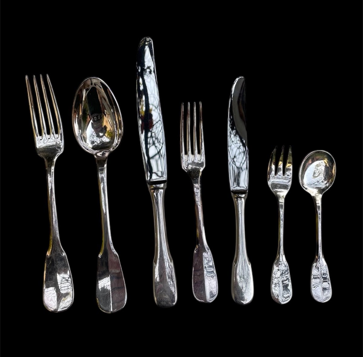 Ercuis Uniplat Model Cutlery Set In Silver-plated Metal Silverware Tableware -photo-2